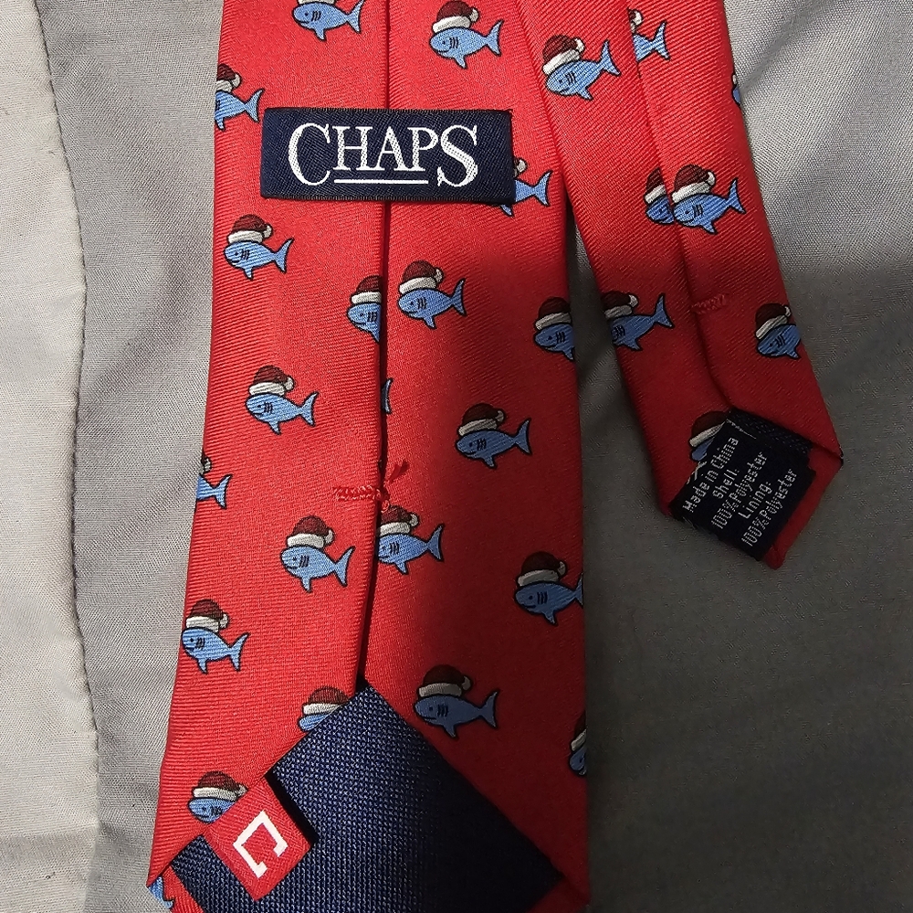 Little Boys Chaps Brand New Tie with Santa Shark Design.